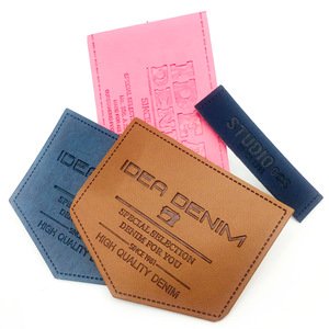Custom Private Brand Denim Embossed PU Leather Labels
