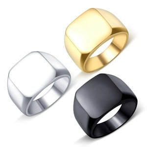 Custom Signet Cheap Engraved Gold Plated Stainless Steel Ring Designs for Men