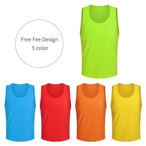 Customized cheap football training bib vest, cheap kids soccer bibs with straps, soccer scrimmage jersey vest in stock