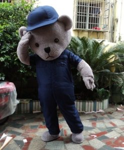 Cute adult grey plush Teddy Bear Mascot Costume