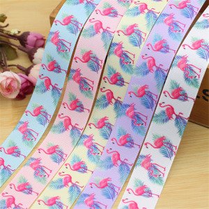CY ribbon wholesale personalized 1 inch 2.5 cm flamingo printed character grosgrain ribbon