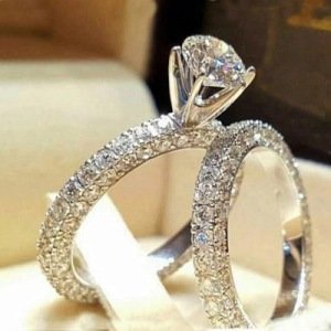DAIHE Manufacturers sell hot couples ring Europe and the United States lady wedding ring set full diamond ring wholesale