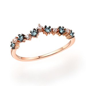Dainty london topaz cluster ring gold jewelry daily wear 18K 14K rose gold rings