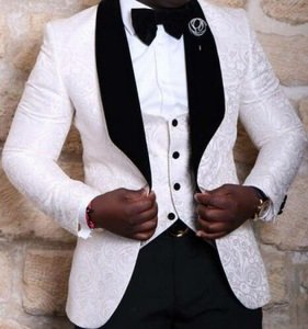 Design Formal Custom made Slim Fit Tailored Mans Wedding Suits Sets (Jacket+Pants+Vest) WS053 Wedding Suits For Men White