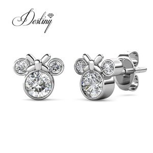 Destiny Jewellery custom cartoon mickey mouse stub earring, crystals from swarovski cute earrings for girl