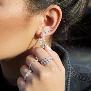 Diamond cz sparking bling hoops classic european women design top quality diamond hoop earring