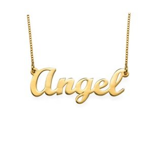 Drop Shipping 18k Gold Plated Angel Name Necklace Jewelry Custom Plated Over 925 Sterling Silver Nameplate Necklace