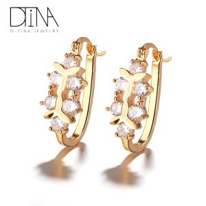 DTINA 2019 fashion jewelry earrings dubai gold plated latest design women earrings