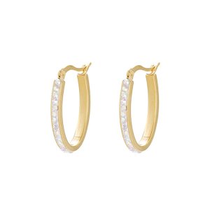 E-582 XUPING stainless steel 24k gold plated earrings hoop,mini stainless rhinestone stud fashion hoop earring for women