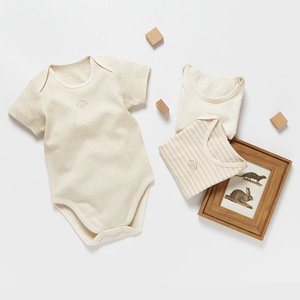 Eco friendly no chemical dyeing organic cotton baby boy girl romper bodysuit clothes