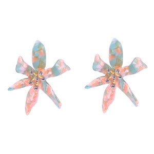 ed01927d Ins Style 2019 Fashion Crystal Resin Acetate Lily Flower Earrings for Women