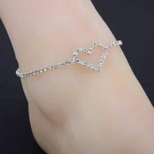 Elegant Crystal Heart Shape Anklet  For Women  Girls Jewelry