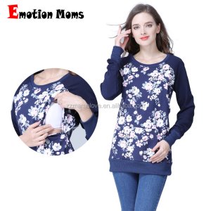 Emotion Moms Plus Size Autumn Winter US Size Breastfeeding clothes Nursing Tops Maternity Jumpers