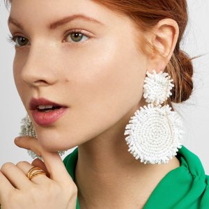 Europe and The United States Exaggerated Big Brand Handmade Beads Earrings Bohemian Big Charm Exotic Flower Beaded Drop Earrings