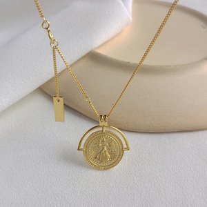 European and American style portrait coin pendant short clavicle necklace