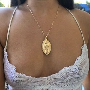 European Hotselling Religious Gold Plated Virgin Mary Necklace Catholic Christian Virgin Mary Pendant Necklace