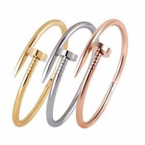 European New Design Couple Jewelry Stainless Steel Nail Bangle 3 Colors Available Stainless Steel Screw Cuff Bangle