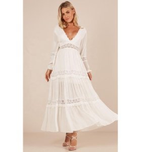 Factory Outlet 2019 New Arrivals Fashion Casual Boho Lace Perspective Maxi Women Long Lady White Dresses