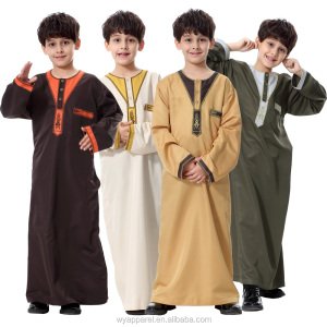 Factory supply high quality Wholesale muslim ramadan men shirt Malay boy daffah thobe pray men thobe