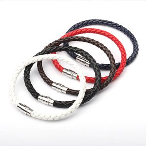 Factory Supply Wedding Bangle Red Leather Cord Bracelet With Metal Clasp