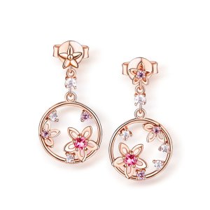 Fancy Flower Dangle Korean Earrings Rose Gold Drop Earrings Women