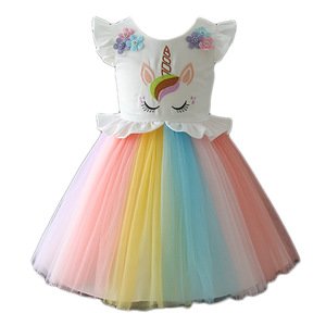 Fashion baby girl dress summer clothing casual party wear unicorn dress for 3-9 years old girl