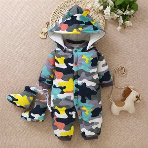 Fashion Baby Winter Romper Cute Cartoon Hoodie Animal Baby Romper With Shoes