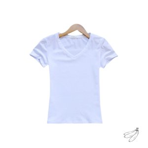 Fashion Design Custom Women Deep V Neck Gym Shirt Yoga Plain Cotton T Shirts Wholesale