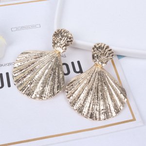 Fashion Jewelry Wholesale Punk Style 18K Real Gold Plated Shell Dangle Earrings Metal Paua Scallop Shell Drop Earrings
