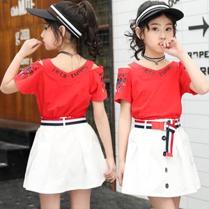 Fashion Matching Girls Clothes Two Piece Casual Kids Summer Clothing Sets Twin Girl Matching Skirt Outfits For Twin Day