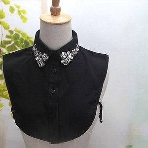 Fashion Shirt Fake Collar For Women Tie Crystal Sewing Detachable Collar False Collar Lapel Blouse Top Women Clothes Accessories