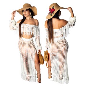 Fashion women long sheer mesh crochet cover up wrap beach dress
