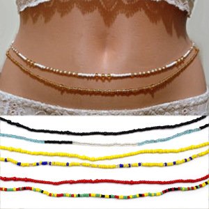 Fashionable rice bead colored waist chain beach belly waist bead chain women
