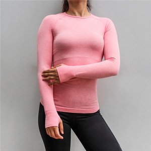 Fashionable women long sleeve t-shirts breathable yoga tshirts wicking fitness running