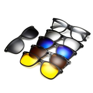 five in one polarized magnetic clip on sunglasses plastic frame for night driving
