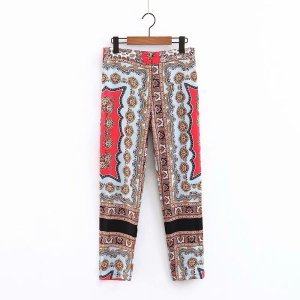 Flower printed fashion design women pants casual summer trousers
