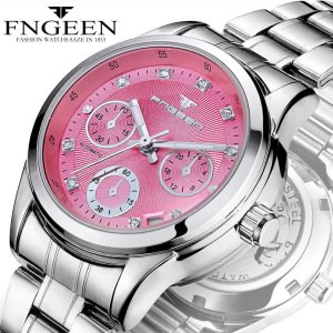FNGEEN 3579 Classic Fashion Women's Mechanical Watch Waterproof Full Automatic Calendar Hollow-out Watch