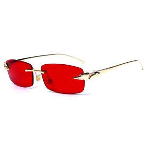 Frameless Rectangular Sunglasses 2019 Shades Retro Glasses Ladies Small Square Sunglasses Women Clear Red Rimless Eyewear