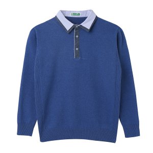 Free sample new design child turn down double collar knit solid polo sweater for big boy
