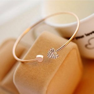 Free Shipping Korean Student Jewelry Simple Heart 18k Gold Bracelet Bangle Woman