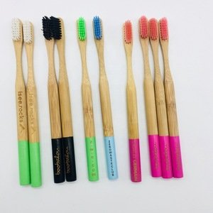 FSC Certified Natural MOSO Bamboo Handle Toothbrush with Colorful Nylon Bristles bamboo toothbrush with holder