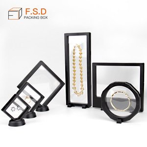 FSD 3D floating frame necklace ring bracelet pendant jewelry display box plastic suspension frame gem box