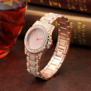 Full Rhinestone luxury Women Diamond Stoneepoch Ladies Rose Gold Wrist Quartz Geneva Watch Diamond Star Watch