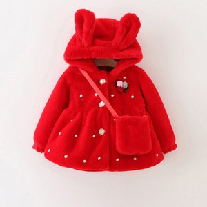 Fur Coat for baby Thicken Warm Kid's Coats Winter Coat with Hat for Baby Baby Girl Hoodies
