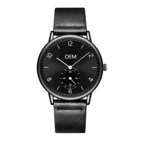 Genuine Leather Custom Logo OEM Wrist Watches Man PE45 Movement Men Quartz Watch Brand Name Watches Men Subdial Working