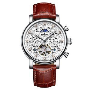 Genuine leather men's watches automatic mechanical chronograph movement luxury brand