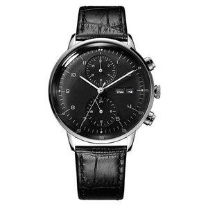Genuine leather strap chronograph luxury 5atm water resistant watches men