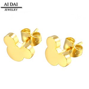 gold-plated mickey mouse earring Stainless steel cute Mickey stud Earring