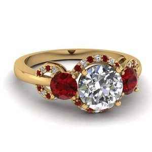Gold plated round stone engagement wedding pakistani rings with ruby