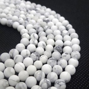 Gorgeous Matte Frosted 8mm White Howlite Loose Gemstone Round Beads For Jewelry Making Necklace Bracelet 15.5 inches